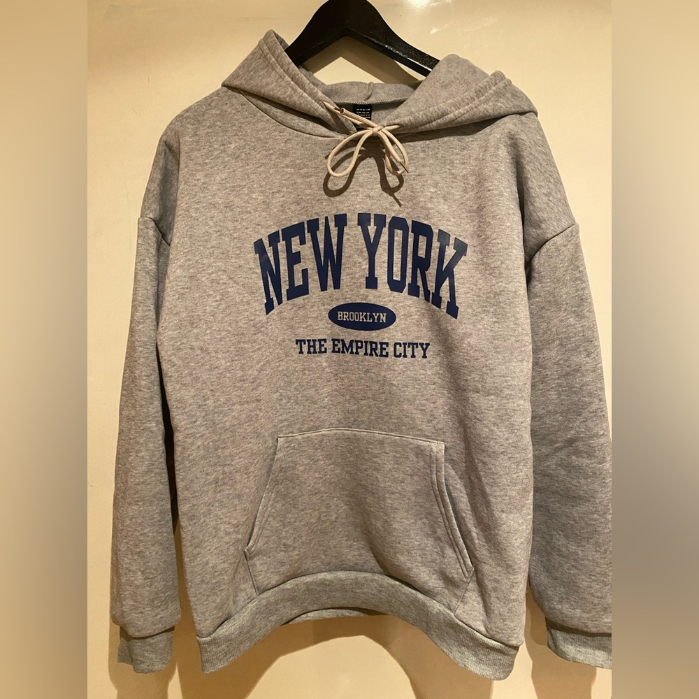SHEIN Gray New York 'The Empire City' Hoodie